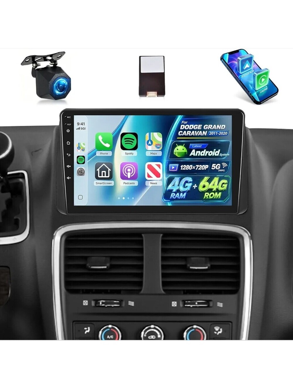 Dodge Grand Caravan & Chrysler Town & Country 9" Car Stereo – Wireless CarPlay
